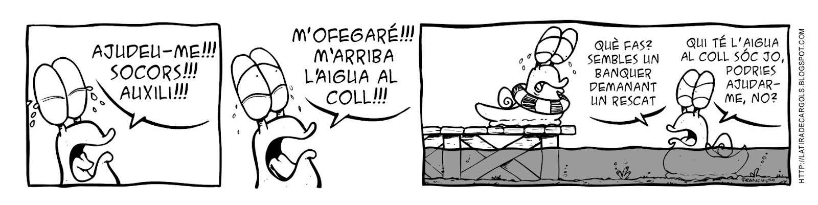 Tira comica 127 del webcomic Cargols del dibuixant Franchu de Barcelona