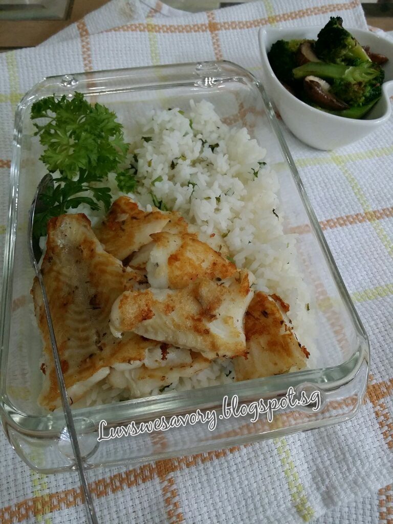Luvswesavory Parsley Lime Rice with Mixed Herb Fish Fillets