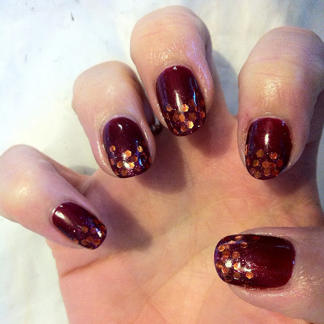 Brush up and Polish up!: CND Shellac Nail Art - Autumn Rust in Glitter