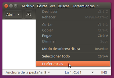 gedit Editar Preferencias