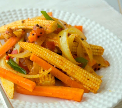 Mini Milho e Cenoura com Gengibre e Especiarias Mini Milho e Cenoura com Gengibre e Especiarias (vegana)
