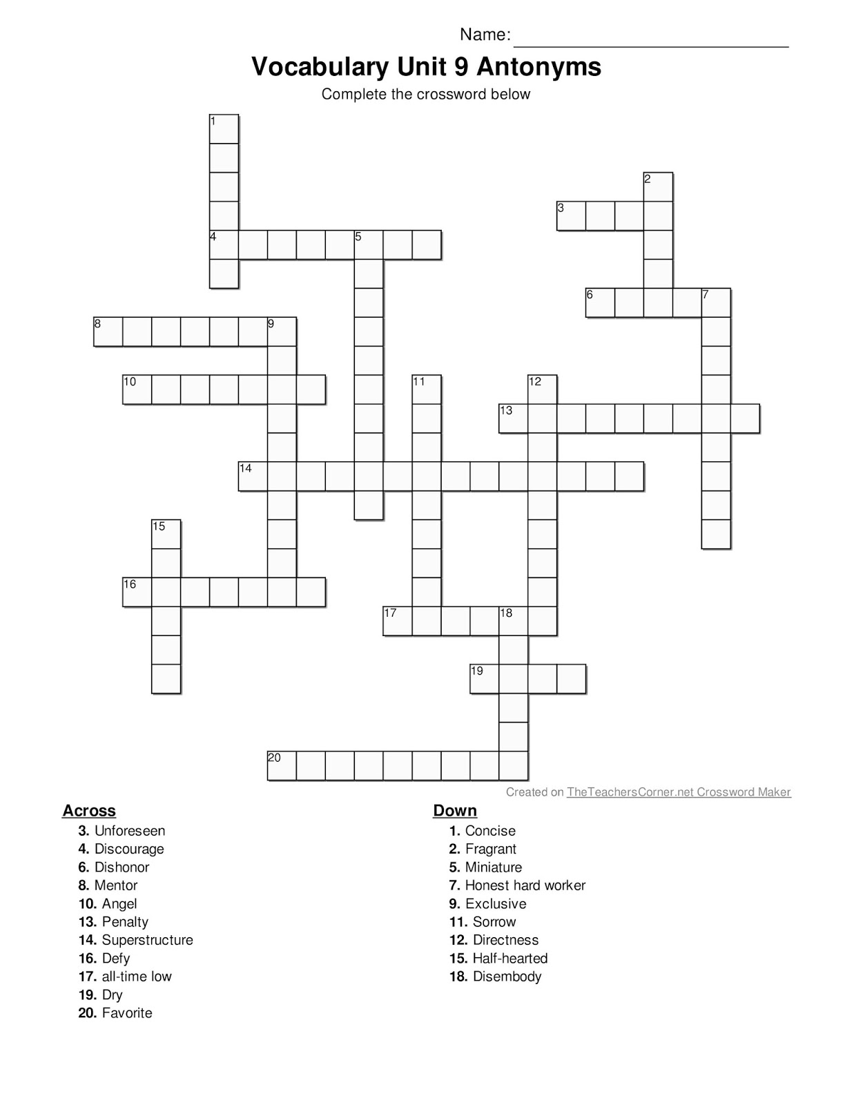 Vocabulary Level H Unit 9