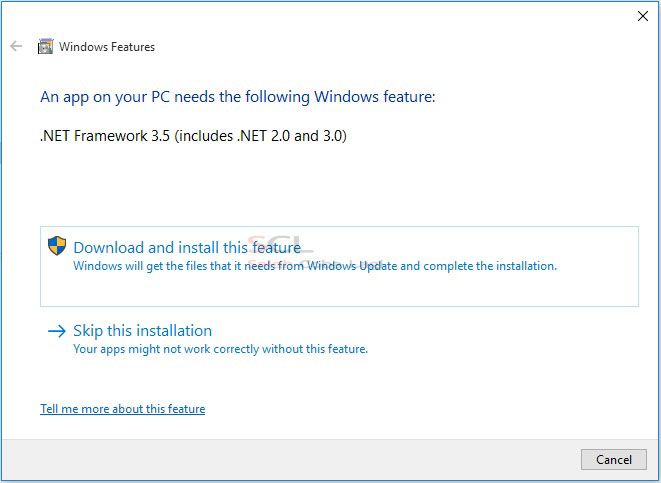 Install .NET 3.5 pada Windows 10 dengan error code 0x800F081F - Blog On