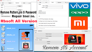 Rbsoft all version | Remove Mi Account | Repair Imei | Pattern,pin &amp; password | Qualcomm cpu | Hindi