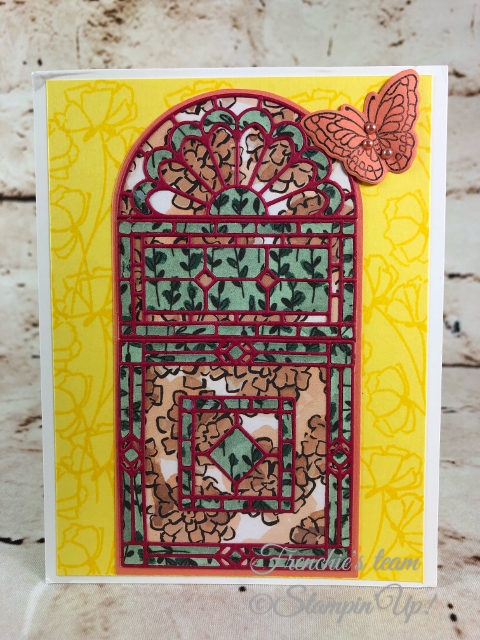 2018-2020 Stampin'Up! in-Colors, Frenchie Team challenge, Stain Glass Thinlits