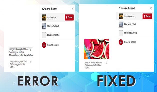 Fix “Error” Pinterest Share Button