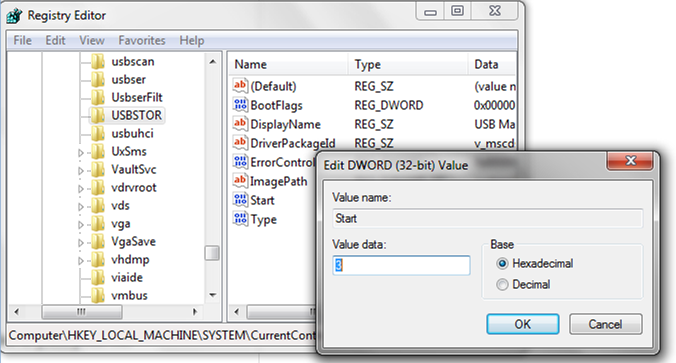 how to enable usb port in windows 10 using regedit