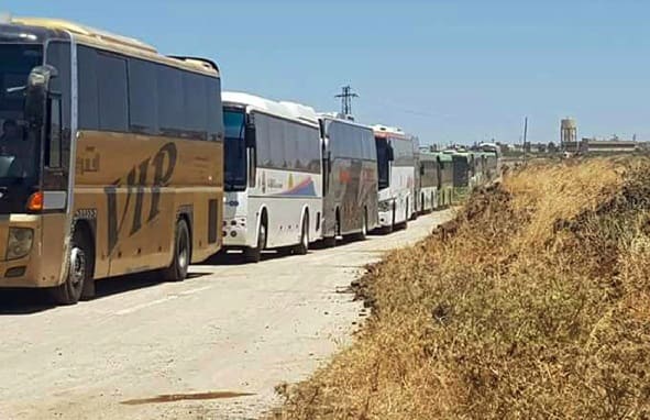 إخراج 55 حافلة تقل الإرهابيين وعائلاتهم الرافضين للتسوية من ريف القنيطرة
