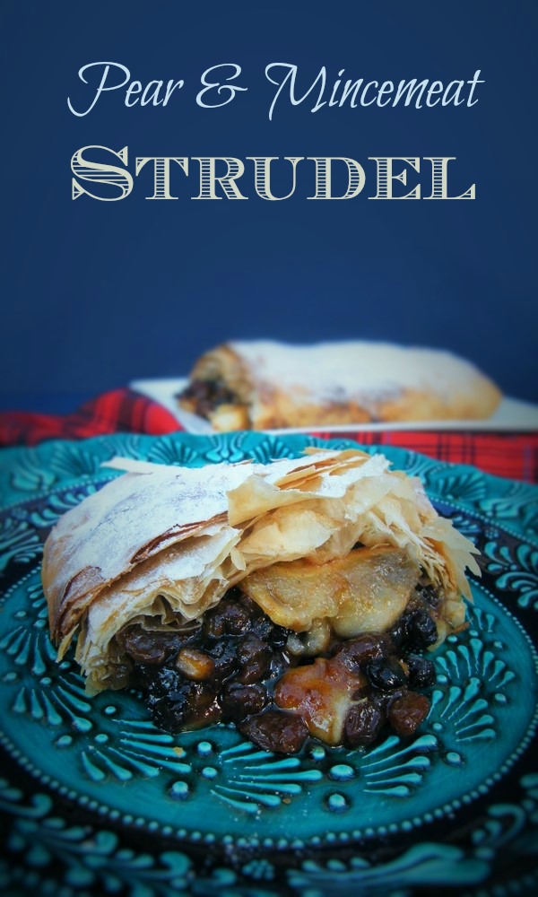 Pear and Mincemeat Strudel. The perfect way to use up leftover mincemeat.