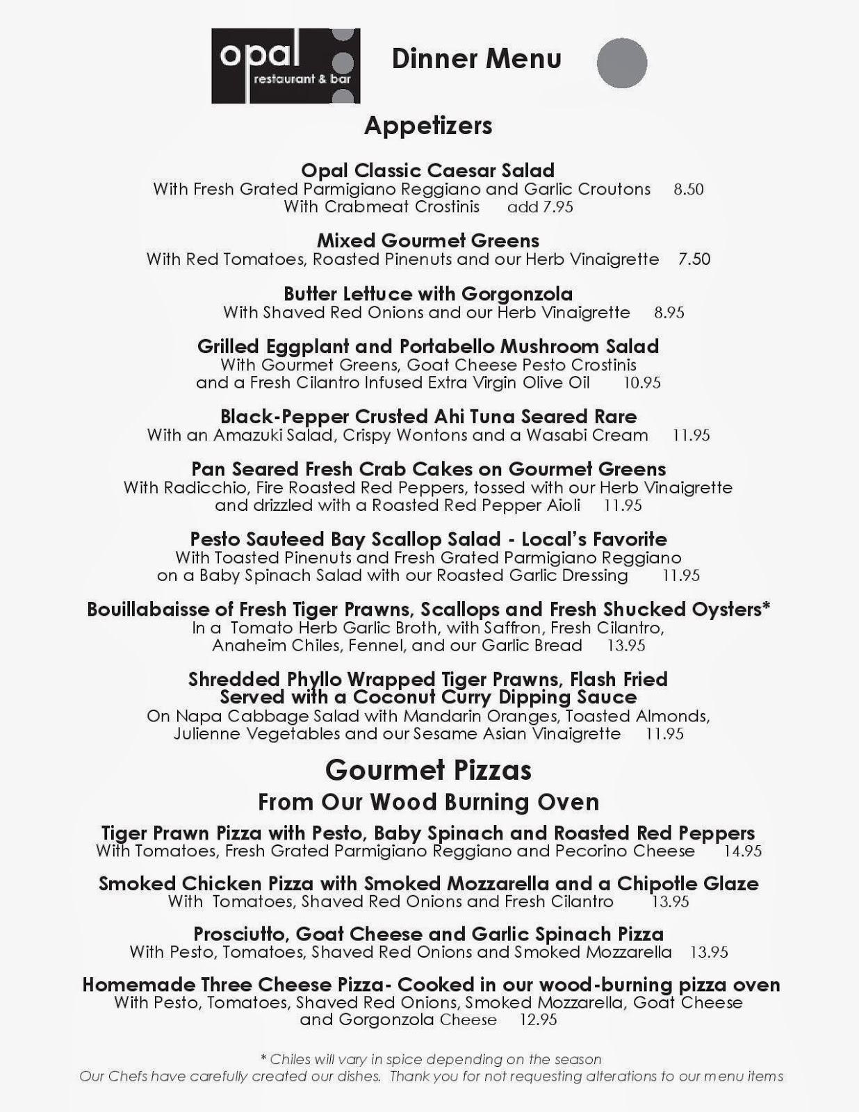 Opal Restaurant Santa Barbara Menu Opal Restaurant Santa Barbara Menu