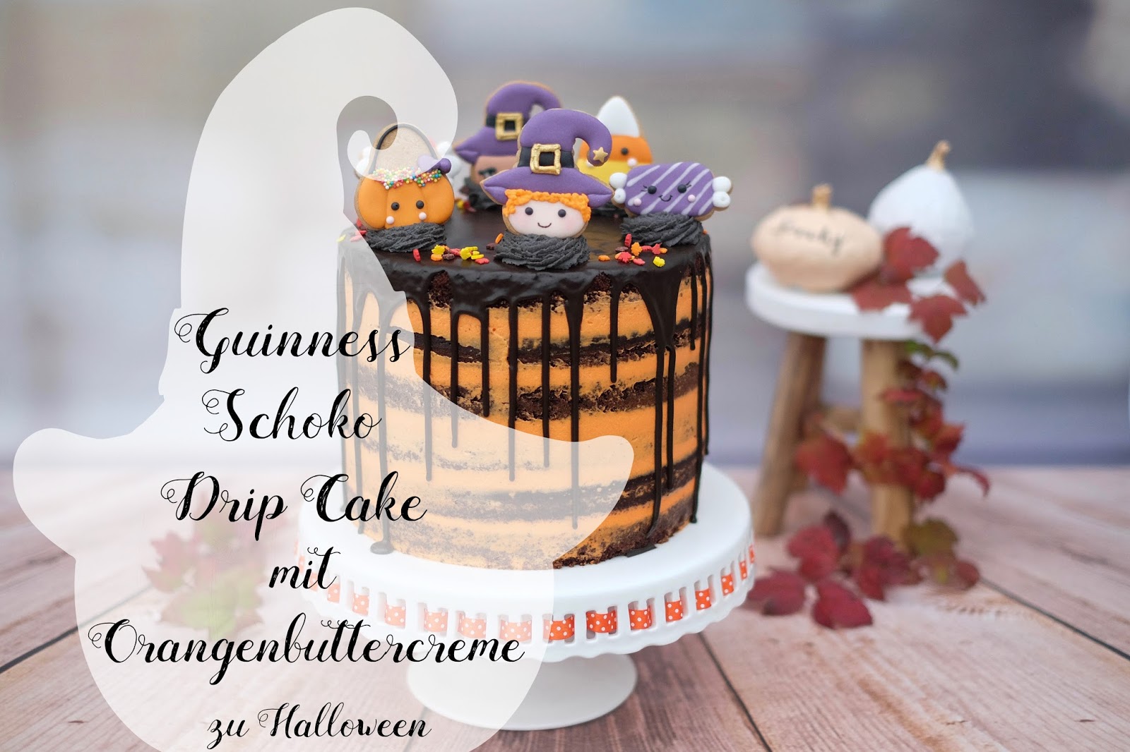 Guinness-Schoko Drip Cake mit Orangenbuttercreme zu Halloween | Marion ...