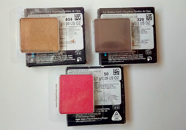 Inglot Freedom System Eyeshadow Refills 50(AMC), 404 (Pearl) and 329 (Matte)