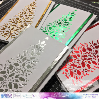 its julie here back on the blog today sharing some clean and simple christmas cards using the gopress foil machine from couture creations - Foil Christmas Cards its julie here back on the blog today sharing some clean and simple christmas cards using the gopress foil machine from couture creations - Foil Christmas Cards