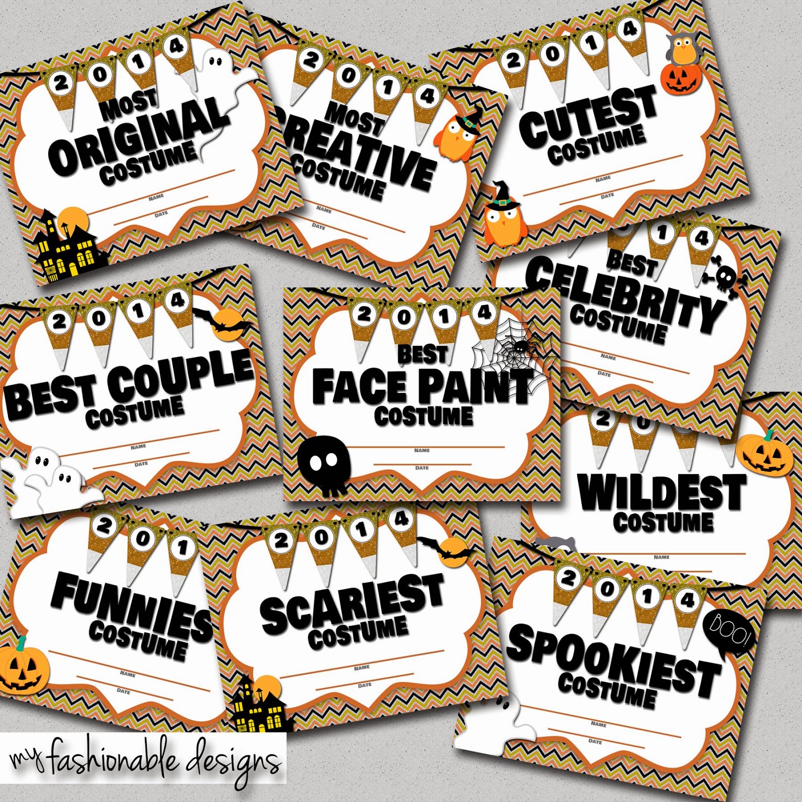 My Fashionable Designs: Halloween Costume Contest Certificates Inside Halloween Costume Certificate Template