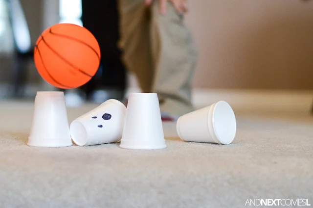 Halloween bowling game idea for kids from And Next Comes L