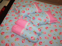 Blue&Pink Rose Quilt Set