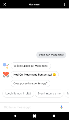 Schermata di smartphone che chiama le app dI Musement.