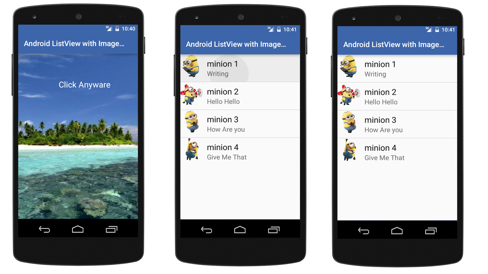 Android Code Android Custom ListView With Image And Image Click Example