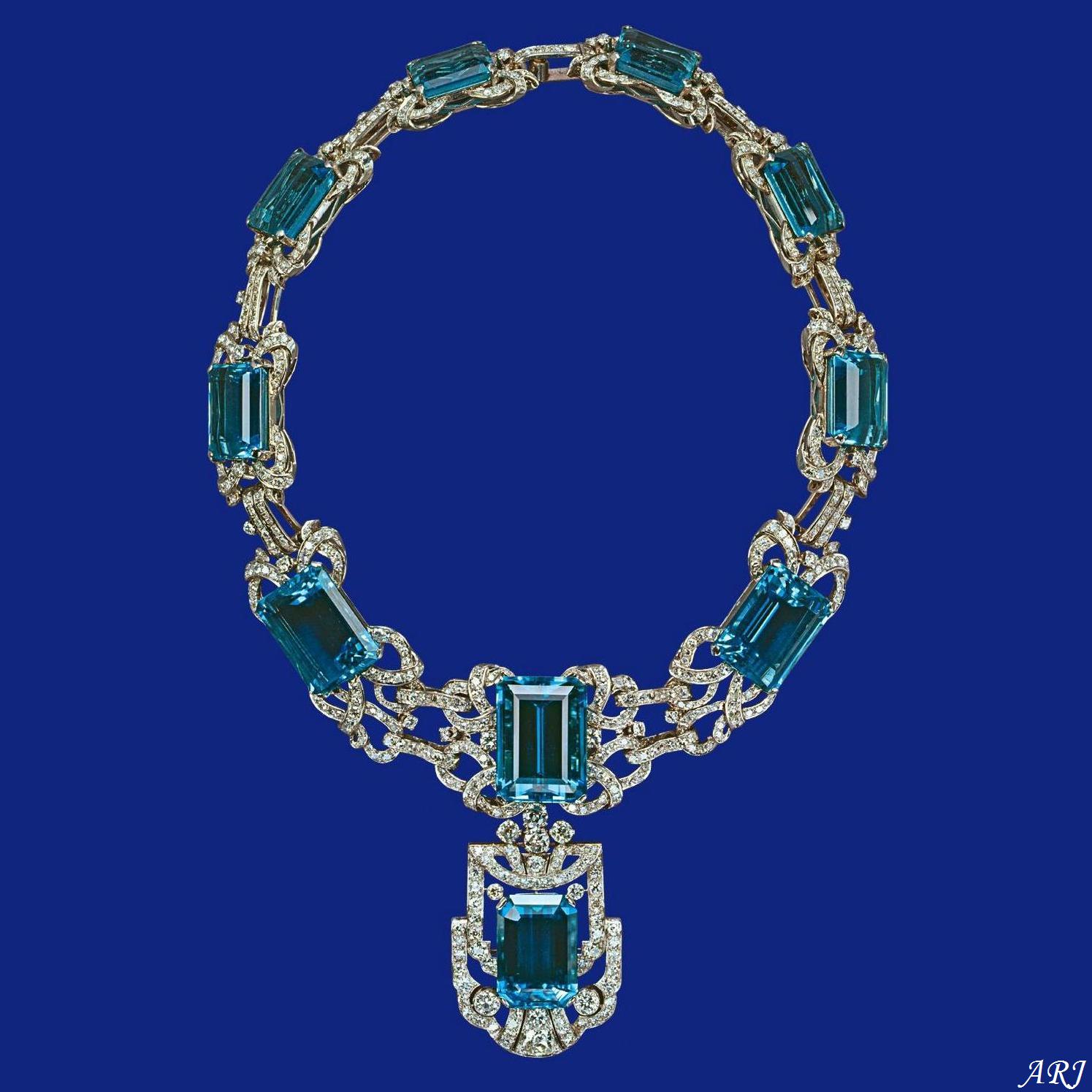 Artemisia's Royal Jewels British Royal Jewels Queen's Brazilian Aquamarine Parure and Tiara