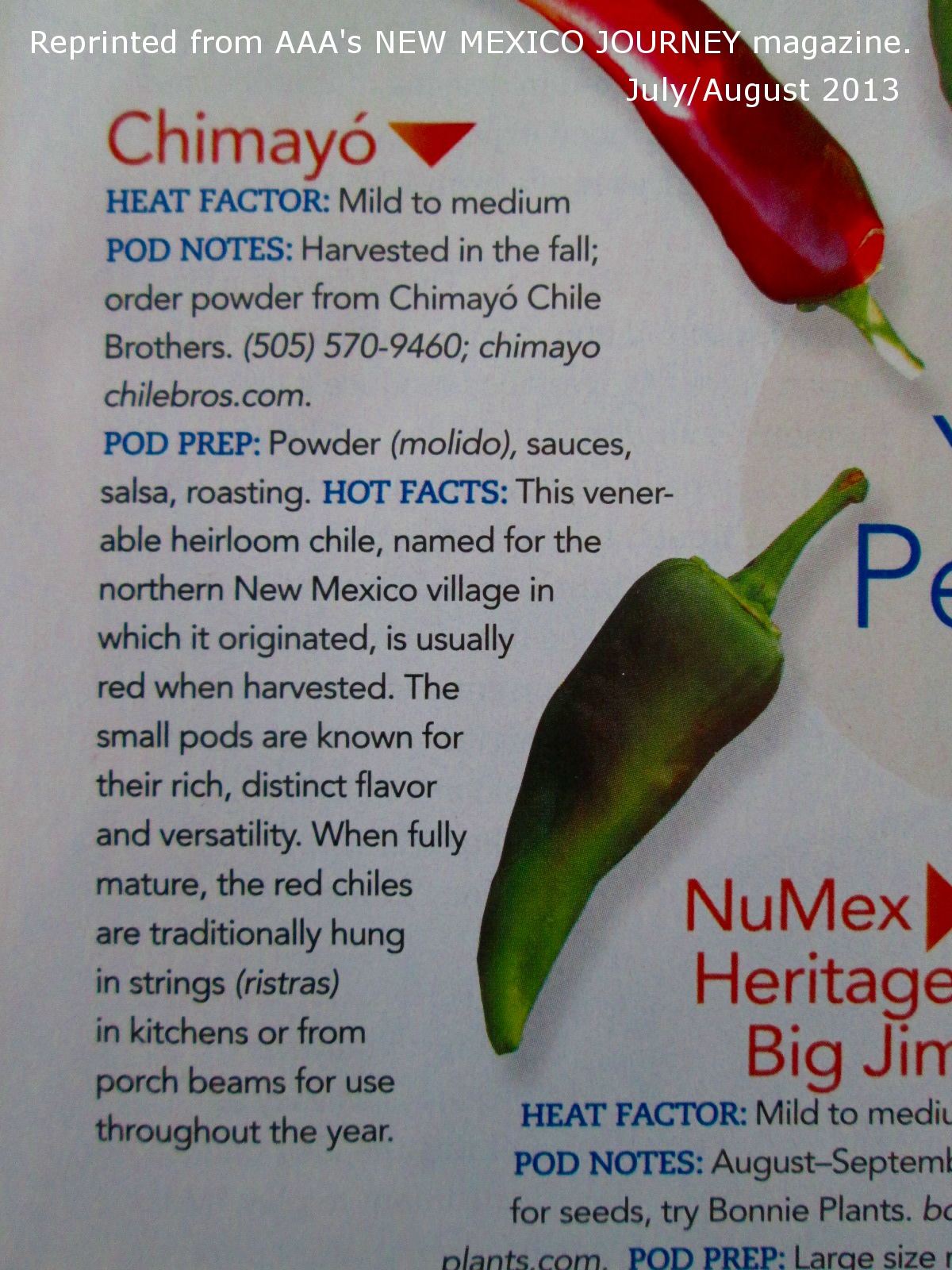 CHIMAYO CHILE BROTHERS CHIMAYO CHILE BROTHERS FEATURED IN AAA'S NEW