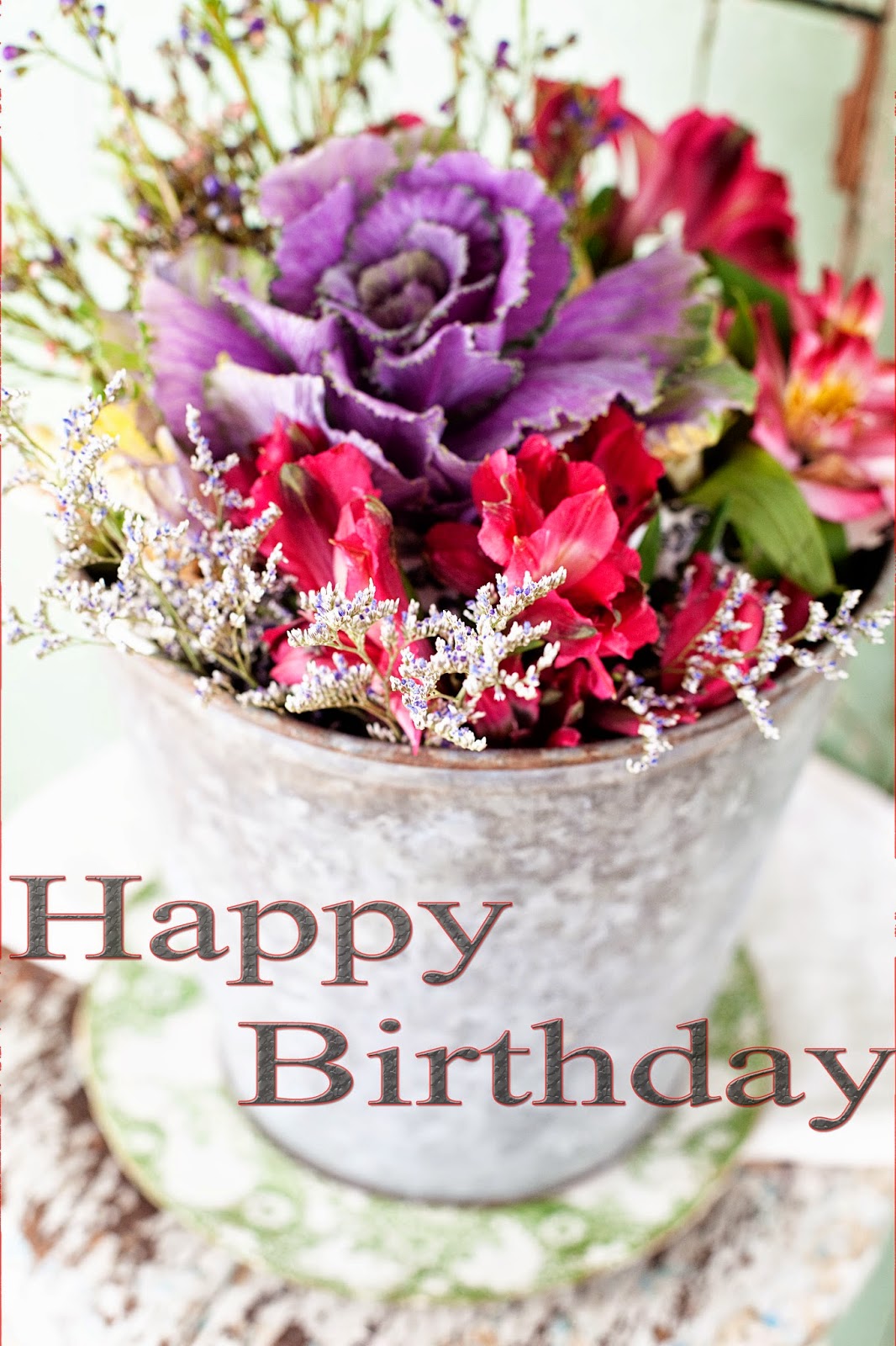 Happy birthday cake and flowers images ~ Greetings Wishes Images