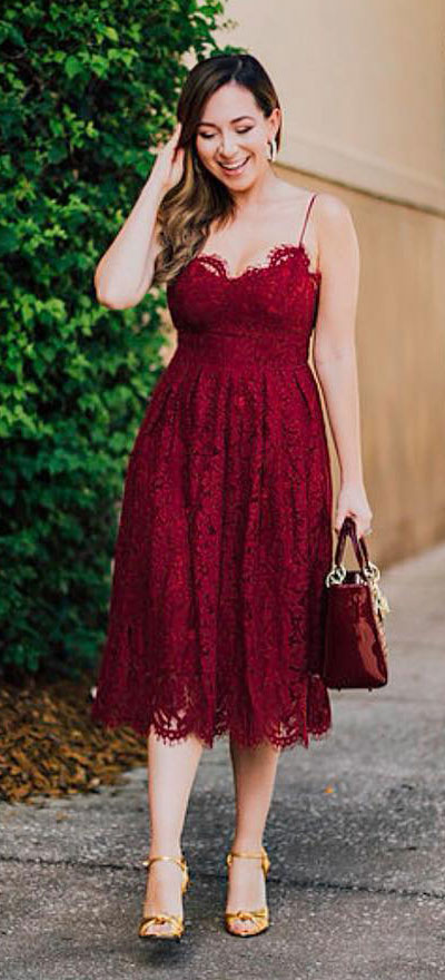  Lace cami dress in wine | Find sexy valentines day clothes and valentines day fashion. 31+ Cute Valentines Day Outfits for Every Type of Date. Valentine style via higiggle.com #valentine #fashion #outfits #love