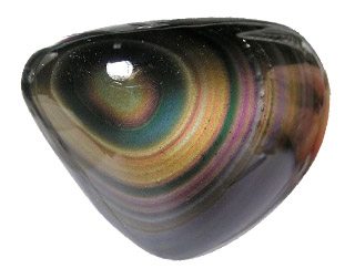 La obsidiana es un tipo de roca ignea pero esta variedad posee multiples colores por inclusiones de magnetita
