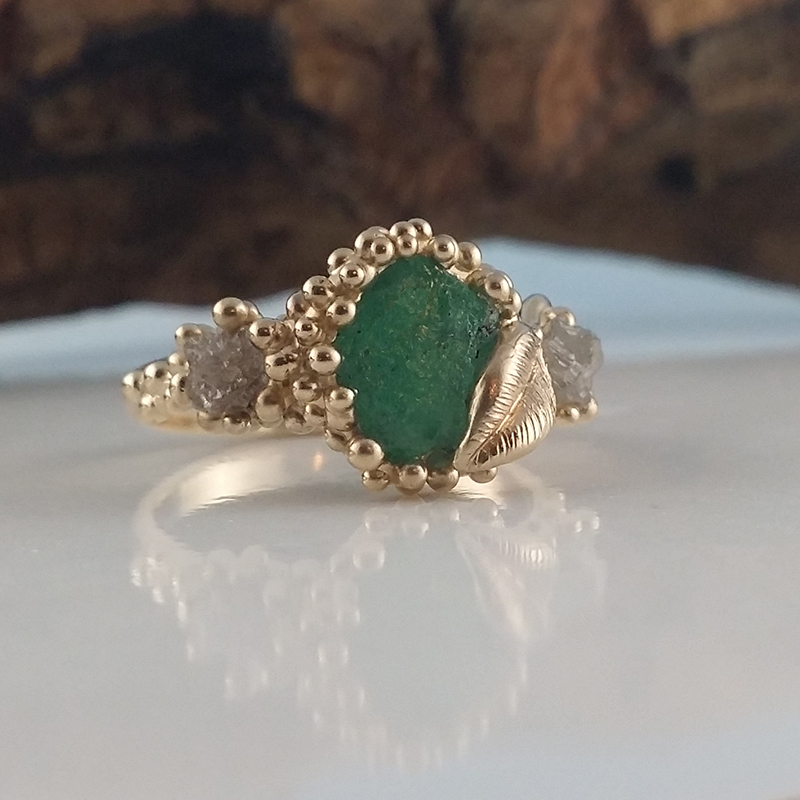 rough diamond engagement ring emerald wedding ring gold emerald engagement ring diamond engagement - Emerald Wedding Rings rough diamond engagement ring emerald wedding ring gold emerald engagement ring diamond engagement - Emerald Wedding Rings