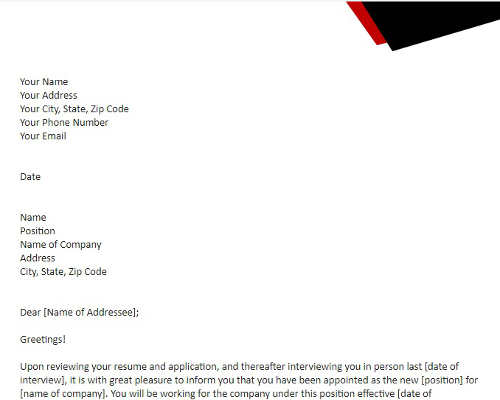 Company Appointment Letter Template Company Appointment Letter Template