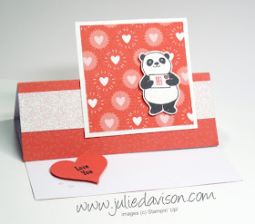 Easel Card VIDEO Tutorial ~ Stampin' Up! Party Pandas Valentine Easel Card ~ 2018 Sale-a-Bration ~ www.juliedavison.com