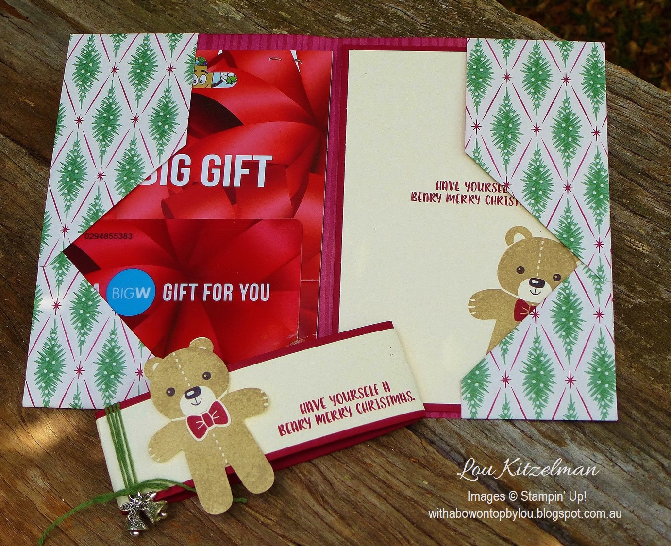 With a bow on top Quick gift card holder....