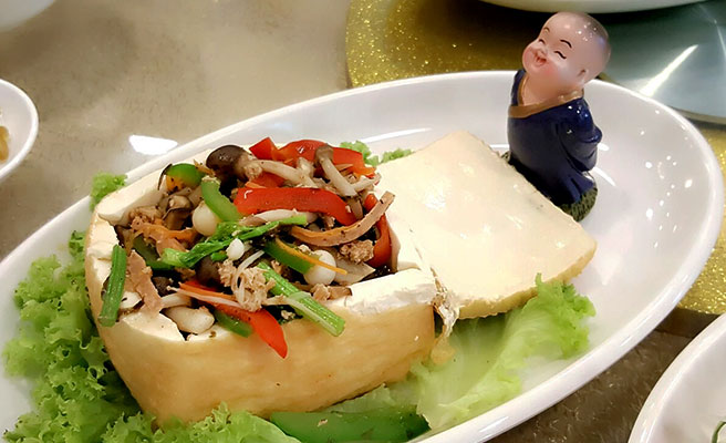 Assorted mushroom stuffed in golden tofu Assorted mushroom stuffed in golden tofu