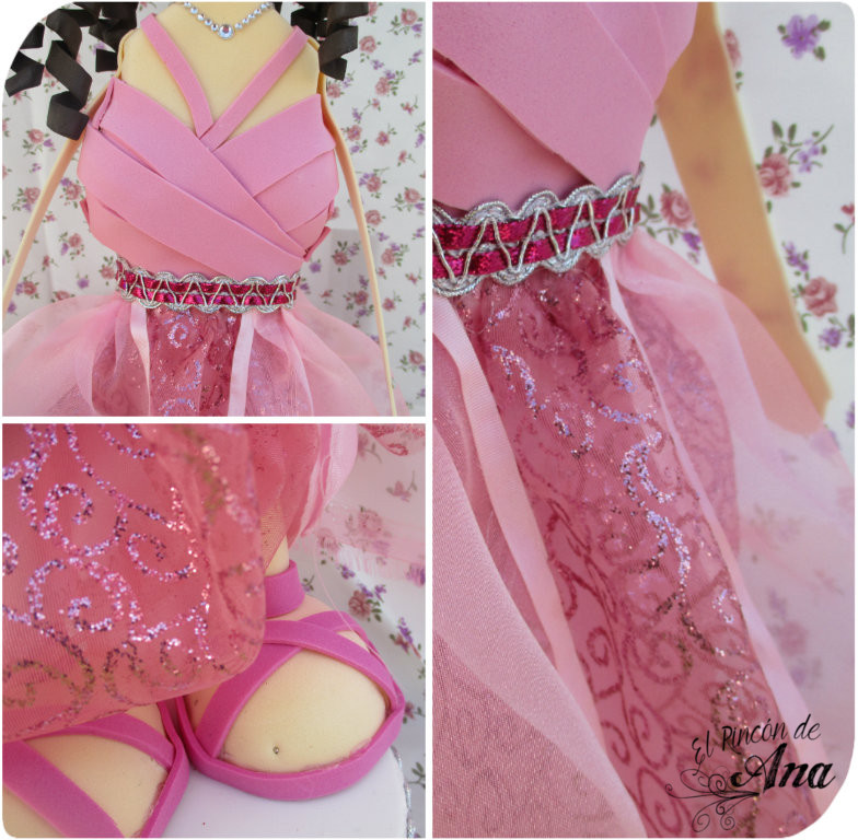 Fofucha quinceañera y mesa de dulces