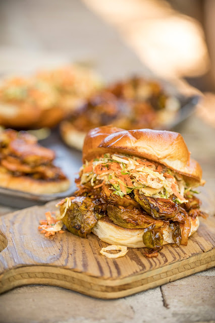 BBQ Brussels Sprouts Sandwiches with Brussels Sprout Slaw