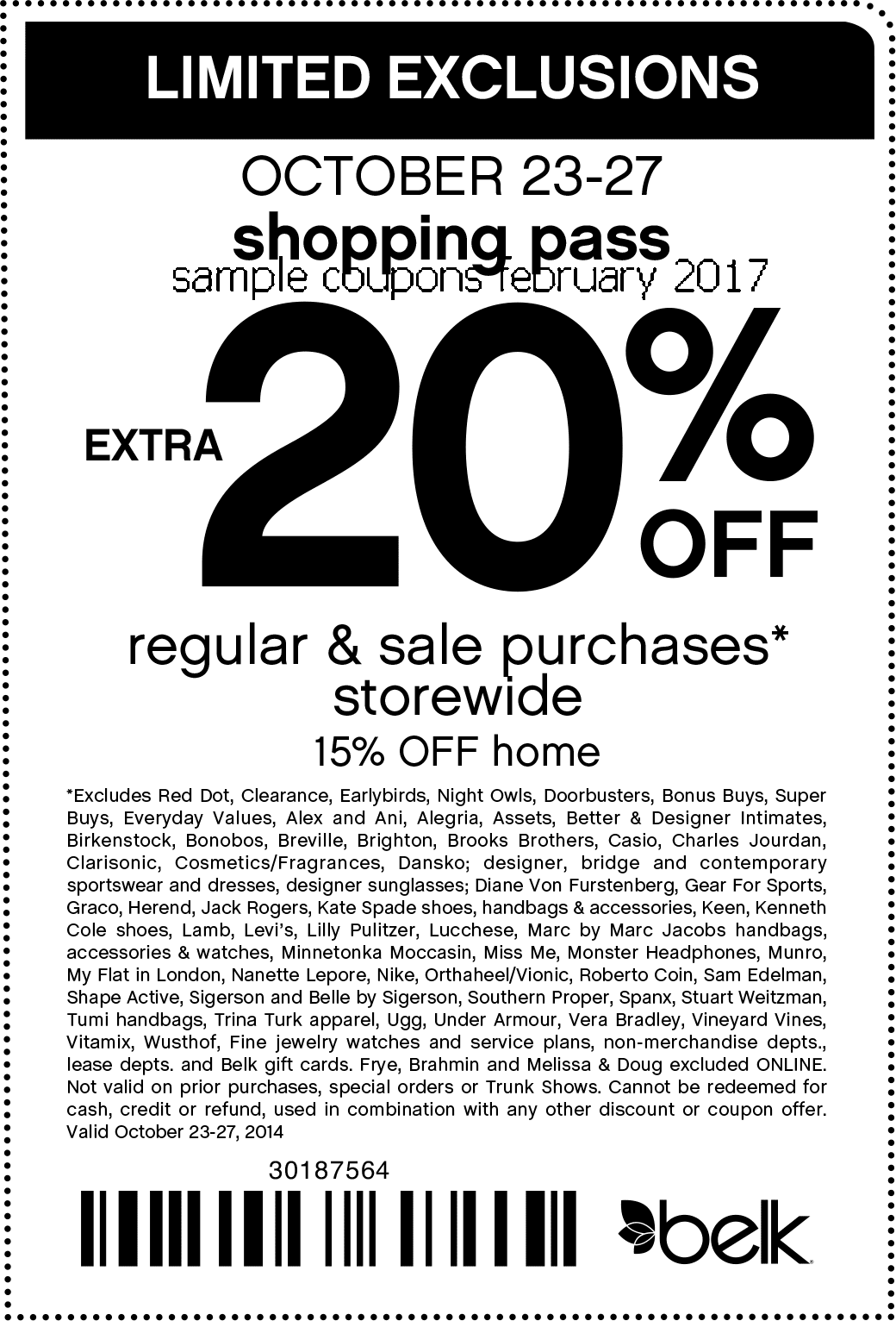 Belk discount coupon