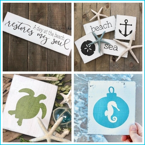 Small Coastal Wood Signs Decorations