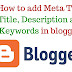 Detailed guide on Meta Tags for Blogger