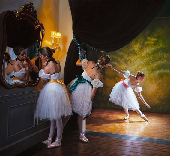 As mulheres e bailarinas nas pinturas foto-realistas de Douglas Hofmann Douglas Hofmann pinturas foto-realistas mulheres dançarinas bailarinas
