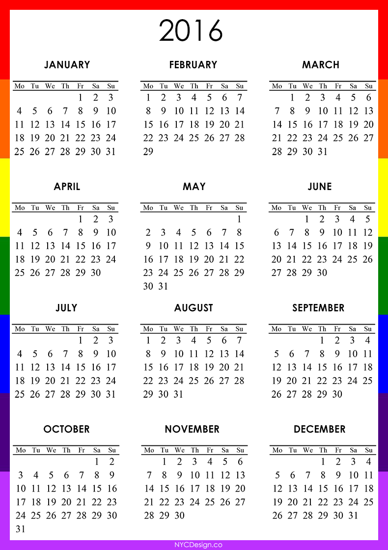Printable Calendar 2016 Horizontal | new york web design studio new york ny 2016 calendar Printable Calendar 2016 Horizontal | new york web design studio new york ny 2016 calendar