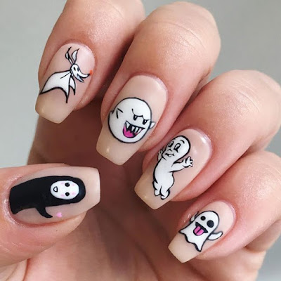 37+ Halloween Ghost Nail Art Ideas With Tips to DIY Ghost Manicures With Halloween Day finally here and on a Wednesday no much time 37+ Halloween Ghost Nail Art Ideas With Tips to DIY Ghost Manicures
