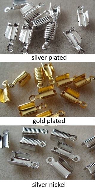 Folding crimp leather cord ends. 8mm x 4mm crimp ends for leather