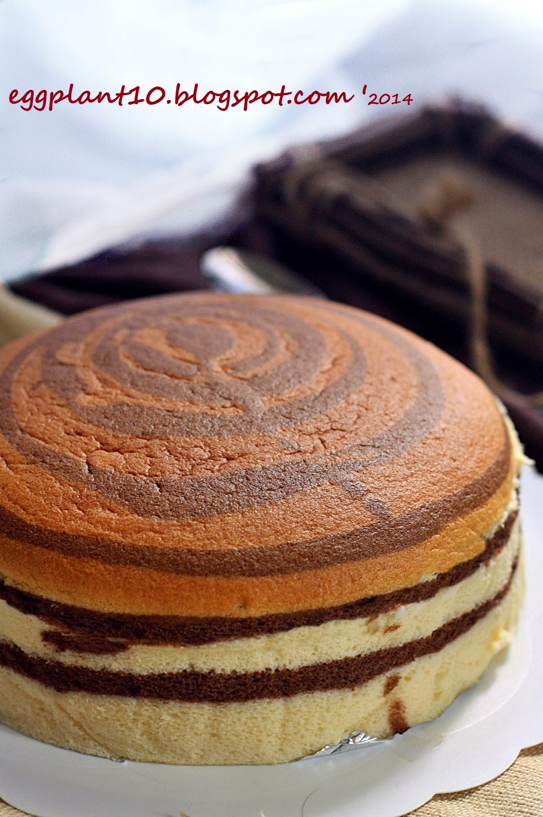 Butter . Flour & Me 爱的心灵之约: 香蕉斑马条纹蛋糕（Banana Zebra Cake