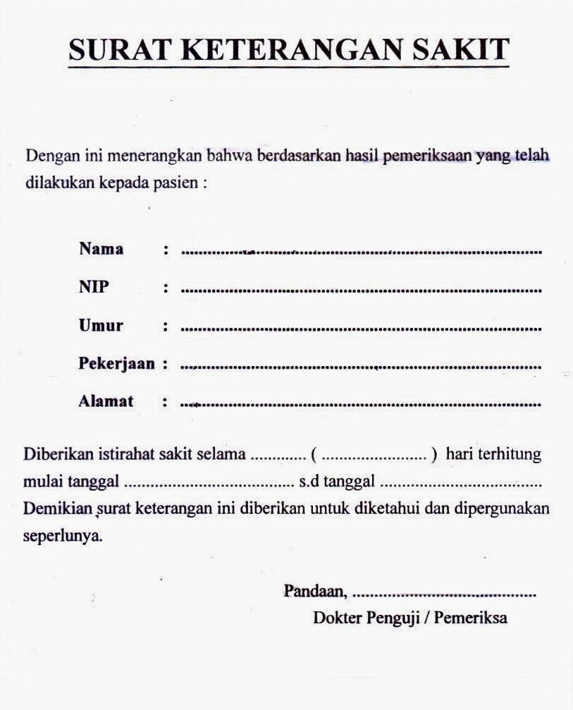 Contoh Surat Keterangan Sakit Dari Dokter Surabaya Anti Feixista