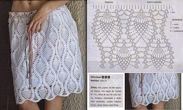 falda crochet punto piña