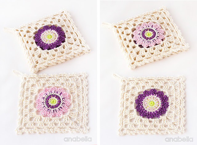 Japanese inspiration crochet square motif by Anabelia Craft Design