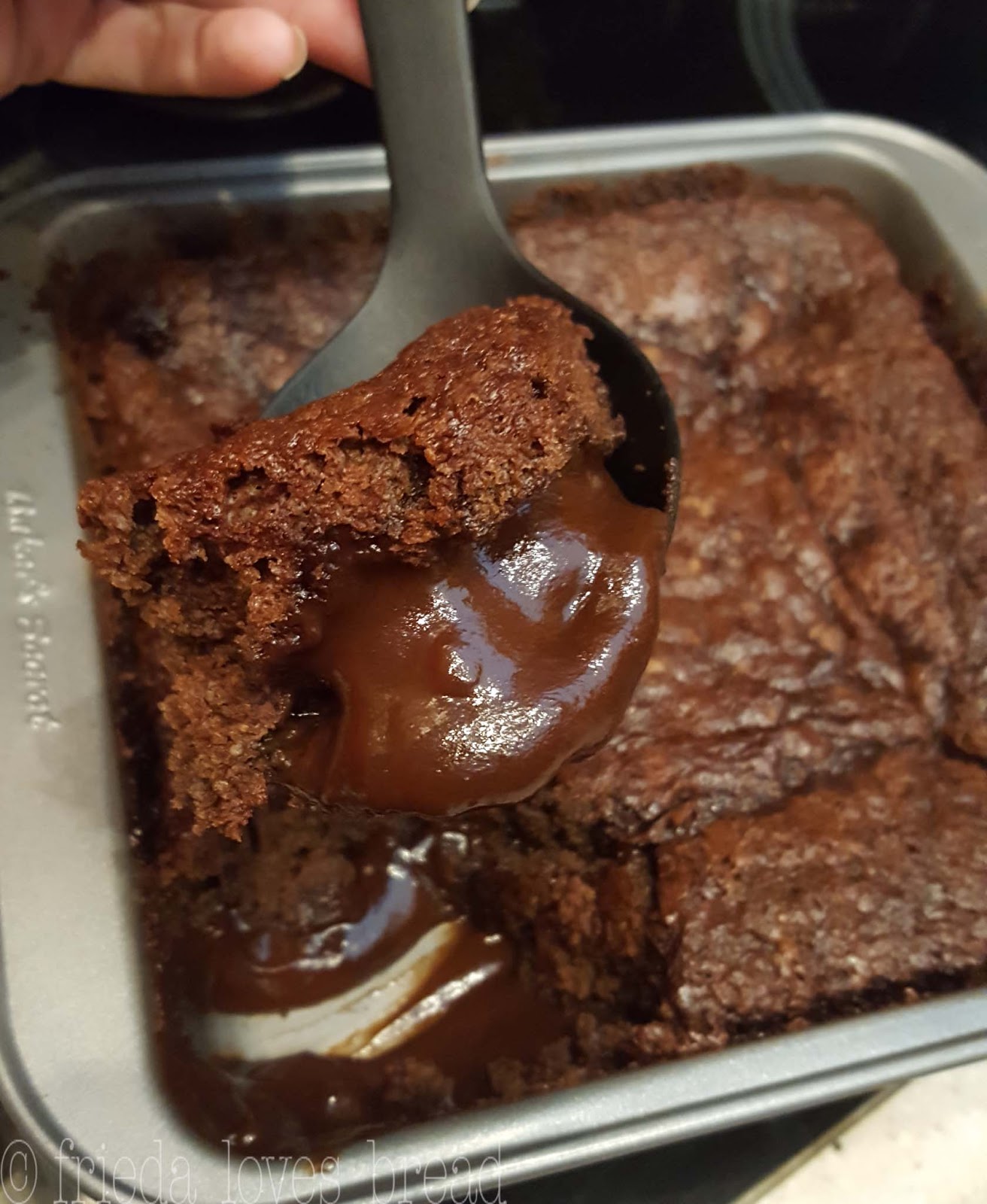 Frieda Loves Bread One Pan Chocolate Cake with Hot Fudge Sauce