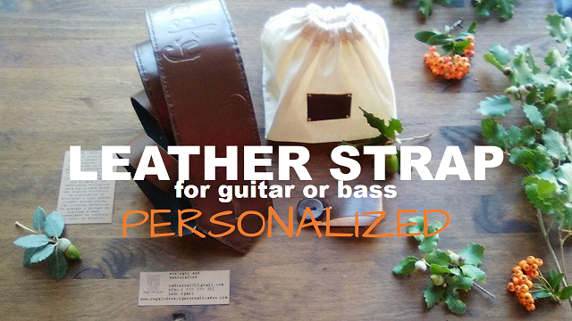 Custom leather strap guitar or bass with name, phrases, monograms, slogans, big handmade engraving. leather-strap-guitar-bass-personalized-handmade-eco-autentic-spain.jpg