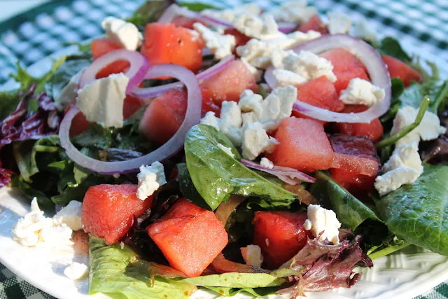 A Summer Grilled Watermelon and Goat Cheese Salad