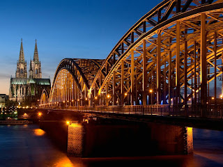 Cathedral and Hohenzollern Bridge at Night