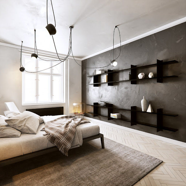 Modern attic apartment in black & white in Prague